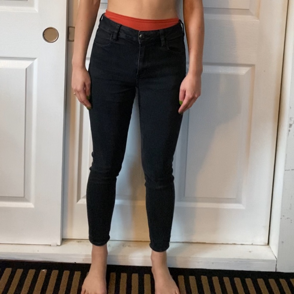 American eagle high waist black crop skinny jeans